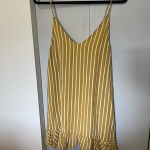 Yellow and White Babydoll Striped Dress
